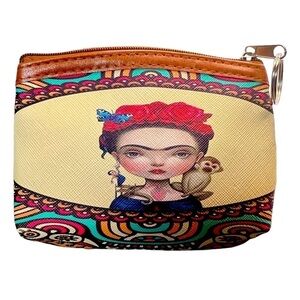 Frida Kahlo with Monkey Zippered Coin Purse, Cosmetic Bag, NWT